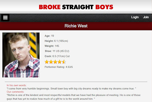 Richie West of Broke Straight Boys is now with Helix Studios (tip @ Nico)