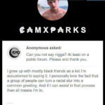 Cameron Parks in 2015 with regards to the N word (tip @ Milos)