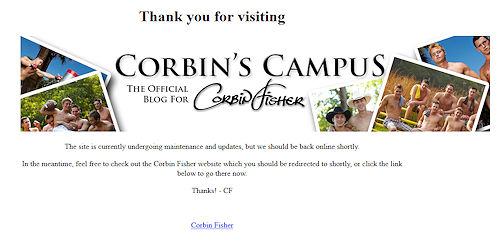 Corbin’s Campus of Corbin Fisher was hacked “seized by the US government” (tip @ DLK)