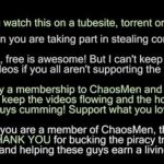 Lets help Chaos Men. We don’t want him to stop making videos. (tip @ Jason401)