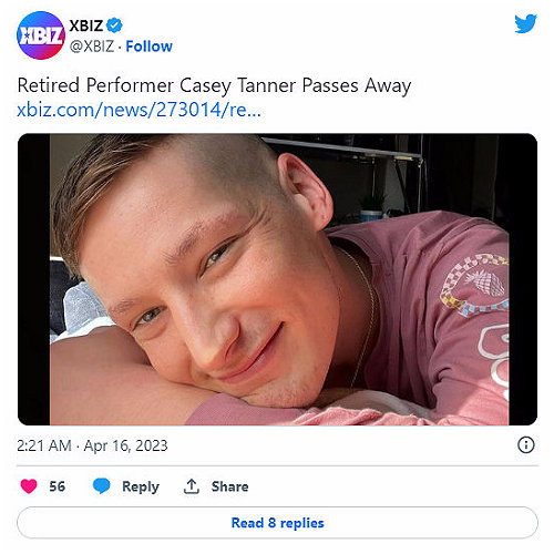 XBIZ “Retired Performer Casey Tanner Passes Away”