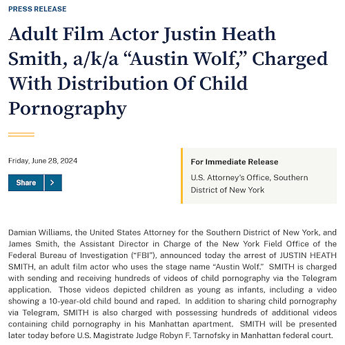Charged with distribution of child pornography: Austin Wolf