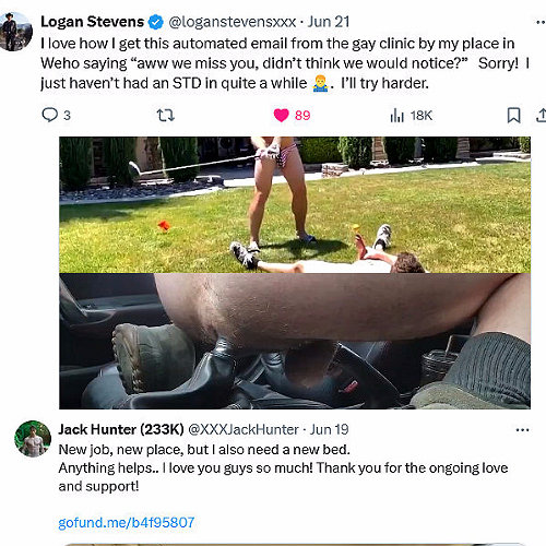 X: Logan Stevens “I love how I get this automated email from the gay clinic by my place in Weho saying “aww we miss you, didn’t think we would notice?” Sorry! I just haven’t had an STD in quite a while. I’ll try harder.”