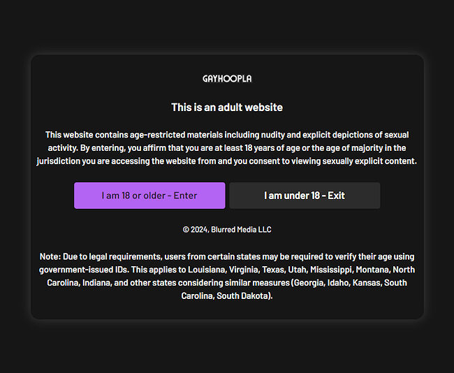 Gay Hoopla Age verification MEN OF PORN 